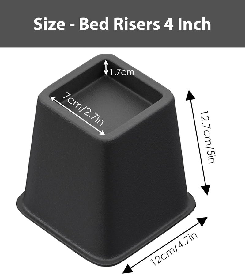 TomGear Bed Furniture Risers 4 Inches, Heavy Duty Bed Lifts, Furniture Risers for Bed, Couch, Desk, Sofa, Chair, Table Legs Extenders (Pack of 4, Black) - Image 4